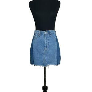 Forever 21 two tone color block Jean mini skirt size Small